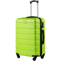 Coolife Valise rigide de taille moyenne, couleur vert pomme, avec serrure TSA et 4 roulettes, capacité de 60 litres