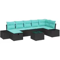 vidaXL Ensemble de canapés de jardin , 8 pièces, noir, en résine tressée