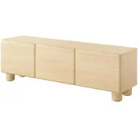 Bettso Meuble TV bas en bois, 150 cm, modèle OLMO, avec trois portes, idéal pour le salon, finition chêne Vicenza