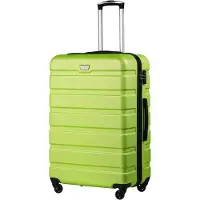 Coolife Valise rigide à roulettes avec serrure TSA, couleur vert pomme. Grande valise de 77 cm, capacité de 93 litres