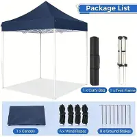 StarTech.com Pavillon de jardin - Pavillon pliable - 2 x 2 mètres - Hauteur réglable - Protection UV - Imperméable - Structure en aluminium - Bleu foncé