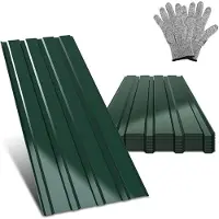 Eikuavons , 48 pièces de tôle ondulée, profilée, en métal, surface lisse, livrée avec des gants, dimensions 115x45 cm, épaisseur 0,25 mm, surface de 24 m², couleur verte