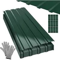 Vigevee , 48 pièces de tôle ondulée, profilée, en métal, surface lisse, livrée avec des gants, dimensions 115x45 cm, épaisseur 0,25 mm, surface de 24 m², couleur verte
