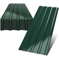 Vigevee , 12 pièces de tôle de toiture, tôle ondulée, tôle profilée, plaques en métal, surface lisse, avec gants, 115x45 cm, 0,25 mm, 6 m², vert