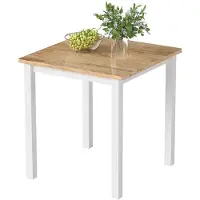 BellaFurn Table de salle à manger en bois d'hévéa pour 4 personnes | Couleur : marron, blanc | Dimensions : 69 x 69 x 69,5 cm
