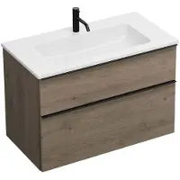 Burgbad Ensemble meuble-lavabo Eqio, avec vasque en résine minérale, 92 cm, avec bandeau de poignée G0252