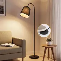 ZMH Lampe sur pied , idéale pour le salon, hauteur 160 cm, abat-jour noir pivotant à 360°, lampe pour chambre à coucher, interrupteur au pied, douille E27, lampe de lecture pour chambre d'enfant