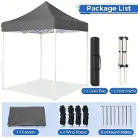 StarTech.com Pavillon de jardin - Dimensions 2 x 2 mètres - Hauteur réglable - Protection UV - Imperméable - Tissu Oxford - Gris
