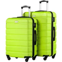 Coolife Ensemble de valises rigides, 2 pièces, taille M et L, couleur vert pomme, avec serrure TSA et 4 roulettes