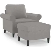 vidaXL Fauteuil avec pouf gris clair 60 cm Tissu