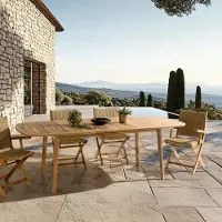 Macabane VICK - Table de jardin extensible en acacia huilé 180/240x110cm VICK