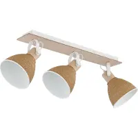 Globo Lampe de plafond Lyndon Blanc à 3 lumières avec rotin