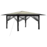 vidaXL , pavillon avec 4 parois, dimensions 4 x 4 mètres, couleur crème et anthracite