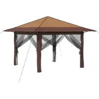 vidaXL , tonnelle avec 4 parois, dimensions 3,3 x 3,3 m, beige et marron