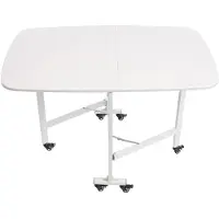 StarTech.com Table à manger pliante - Dimensions : 120 x 80 x 75 cm - Mécanisme de pliage triple - 6 roulettes verrouillables - Capacité de charge : 100 kg - Couleur : blanc