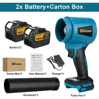 StarTech.com Souffleur de feuilles à batterie Jet-Fan - Souffleur manuel Turbo - 21V - 300 000 tr/min - Débit d'air de 400 m/s - Moteur sans balais - Coffret comprenant 2 batteries
