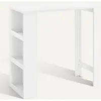 SoBuy Table de Bar Blanche 112x57x106 cm avec Étagères