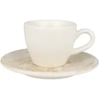 Bonna Nacrous - Tasses à Espresso et soucoupes - 80 cc - Porcelaine - set de 6 pièces