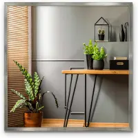 Tulup (50x50 cm) Miroir Salle de Bain Rectangulaire Avec Cadre Argenté Miroir Mural Design Moderne Style Contemporain Installation Murale
