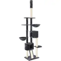 Feandrea Arbre à gratter , arbre pour chats, hauteur totale de 2,4 à 2,6 mètres, couleur gris fumé, modèle PCT110G01
