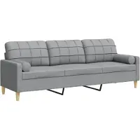 vidaXL Canapé 3 places avec oreillers gris clair 210 cm tissu