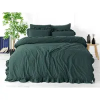 Darymex Linge de lit en coton VERT FONCÉ/220X200(P) STONEWASHED