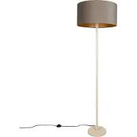 QAZQA Lampadaire Japandi beige avec abat-jour taupe et intérieur doré 50 cm - Simplo