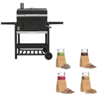 Monster Four à fumoir XL-BBQ, barbecue au charbon de bois et copeaux/morceaux de bois pour une utilisation en extérieur
