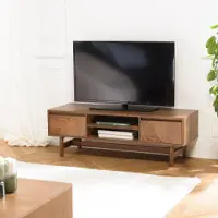Macabane MARIO - Meuble TV couleur naturelle 2 tiroirs motif arrondi 2 niches MARIO