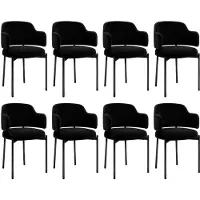 Puluomis Ensemble de 8 chaises de salle à manger , chaises de cuisine, chaises rembourrées avec dossier et accoudoirs incurvés, tissu boucle noir