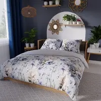MARKIZETA HOME Linge de lit, satin de coton, haute qualité, 160 x 200, motif de fleurs bleu clair « Celeste »