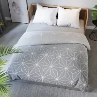 MARKIZETA HOME Linge de lit, satin de coton, haute qualité, 160 x 200 cm, motif géométrique gris « Galaxy »
