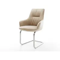 DELIFE Cantilever Zelia-Flex avec accoudoirs microfibre beige vintage pied cantilever plat acier inoxydable ressorts ensachés