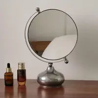 Merkloos Miroir de maquillage rond avec pied, idéal pour une utilisation sur table