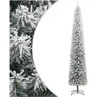 vidaXL Sapin de Noël mince avec support et flocon de neige 300 cm PVC