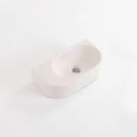 Qeramiq Pure Lavabo pour WC - 40x22x12 cm - lisse - demi-rond - sans trou de robinet - ceramique - lin 8716L-linnen_0