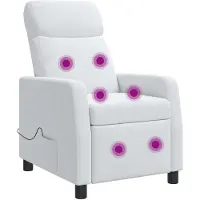 vidaXL Fauteuil de relaxation de massage, blanc, revêtement en tissu, marque