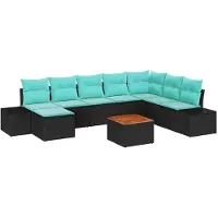vidaXL Ensemble de canapés de jardin , 9 pièces, noir, en résine tressée