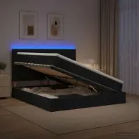 Prolenta Maison Exclusive - Lit coffre à LED avec matelas noir 140 x 190 cm en tissu