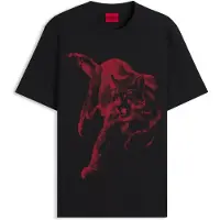 HUGO T-shirt en jersey de coton à imprimé graphique