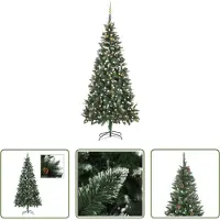 The Living Store : Sapin de Noël artificiel avec éclairage et boules, 210 cm
