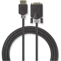 Nedis Câble HDMI | HDMI mâle | DVI-D 24+1 broches mâle | 1080p | Plaqué or | 2.00 m | Droit | PVC | Anthracite | Emballage avec fenêtre et perforation européenne