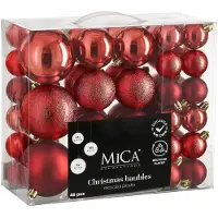 Mica Decorations Kerstballen Set - 46 Stuks - Ø4 cm, Ø6 cm en Ø8 cm - Onbreekbaar - Rood
