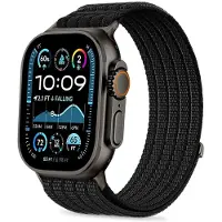TechProtection BRACELET EN NYLON SPORT POUR APPLE WATCH 8 / 9 / 10 / 11 / SE / ULTRA (44 / 45 / 46 / 49 MM) NOIR (44 mm, 45 mm, 46 mm, 49 mm, Nylon), Sangles de montre, Noir