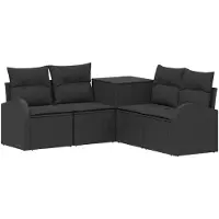 vidaXL Ensemble de salon , 5 pièces, noir, en résine tressée et en acier