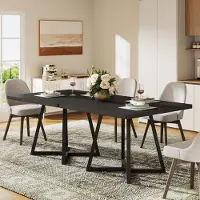 Tribesigns Table carrée de 80 cm, style industriel, pieds en métal noir, pour 2 personnes