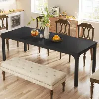 Tribesigns Table rectangulaire, style industriel, dimensions 200 x 70 x 75 cm, finition imitation bois noire, pour 6 à 8 personnes
