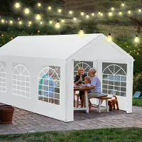 Sonstiges Tente de fête 3x6 mètres, blanche, imperméable, résistante aux UV, avec structure en acier et 6 parois latérales équipées de fenêtres