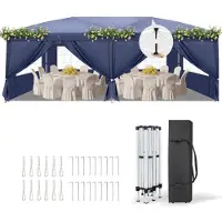 Sonstiges Pavillon de jardin 3x6 mètres, imperméable, avec protection UV 50+, comprenant 6 panneaux latéraux, de couleur bleue