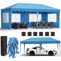 Sonstiges Pavillon de jardin 3x6 mètres avec 4 panneaux latéraux, imperméable, protection UV 50+, couleur bleu ciel